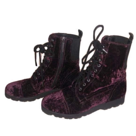 Donald J Pliner Dark Red/Maroon Velvet Combat Boot Size 9 - Picture 2 of 5